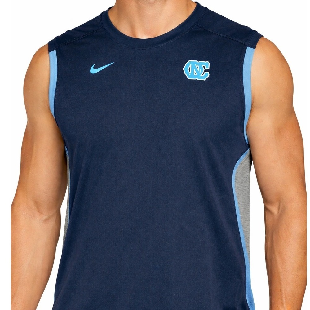 Vtg Nike Team UNC Tar Heels Sleeveless Tank XL Navy Center Swoosh Y2K Basketball